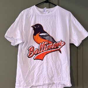 Baltimore Orioles Bird Graphic T-Shirt - White and Orange